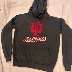 Indiana University Gray Hooded Sweatshirt with Red Logo